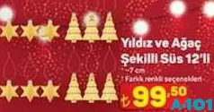 YILDIZ VE AĞAÇ ŞEKİLLİ SÜS 12'Lİ fiyat ve kampanya bilgisi